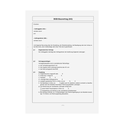 Mustervertrag BGB-Bauvertrag für Auftraggeber (BGB 2018) - WEKA Bausoftware