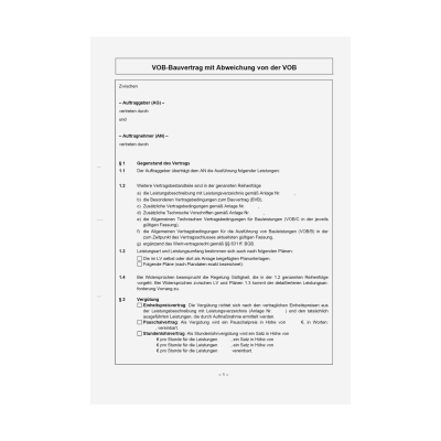 Mustervertrag VOB-Bauvertrag mit Abweichung - WEKA Bausoftware