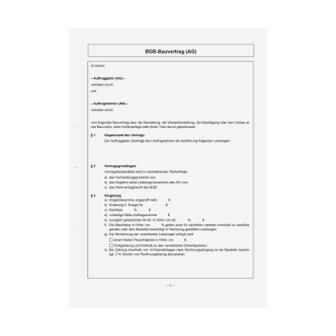 Mustervertrag BGB-Bauvertrag für Auftraggeber (BGB 2018) - WEKA Bausoftware