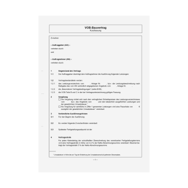 Mustervertrag VOB-Bauvertrag Kurzfassung WEKA Bausoftware