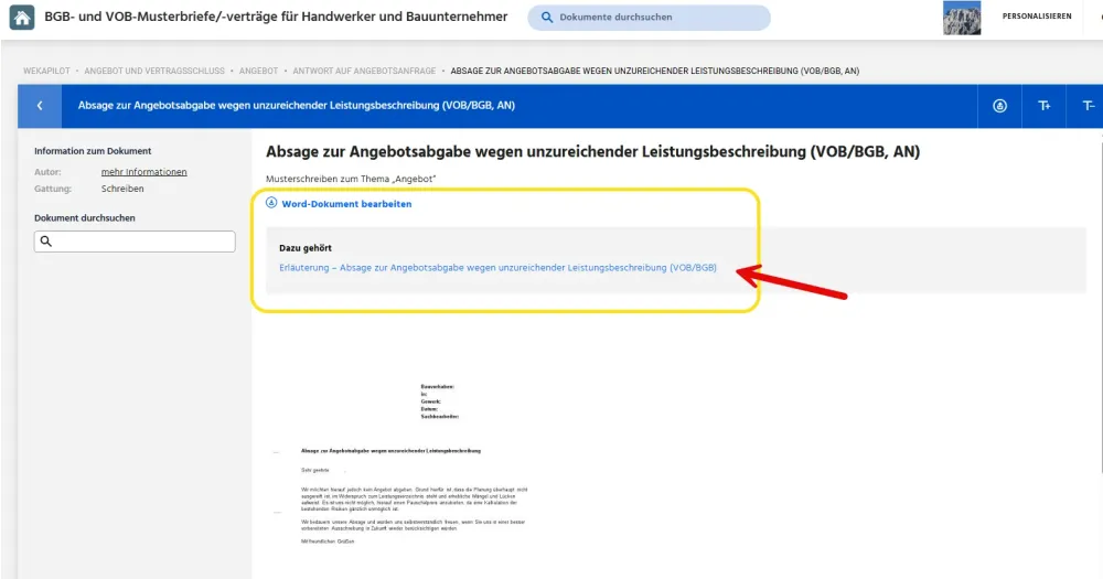 BGB und VOB Musterbriefe - Über 700 Musterverträge und Musterbriefe zum sofortigen Ausfüllen mit Erklärung
