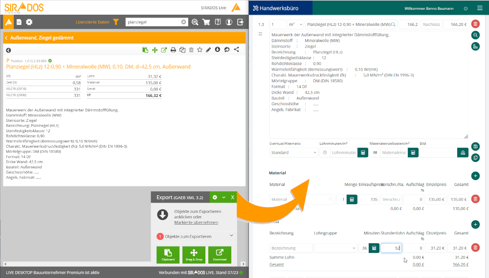 Datenausgabe über Drag & Drop
