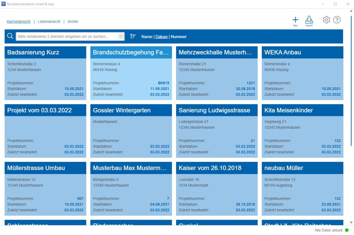 Alle Projekte am PC wiederfinden und nach Wunsch sortieren