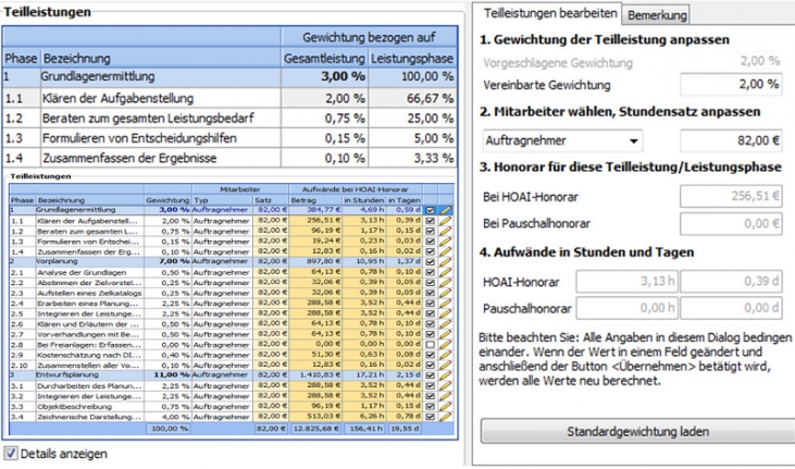 Honorarabrechnung - Flexible und genaue Anpassung