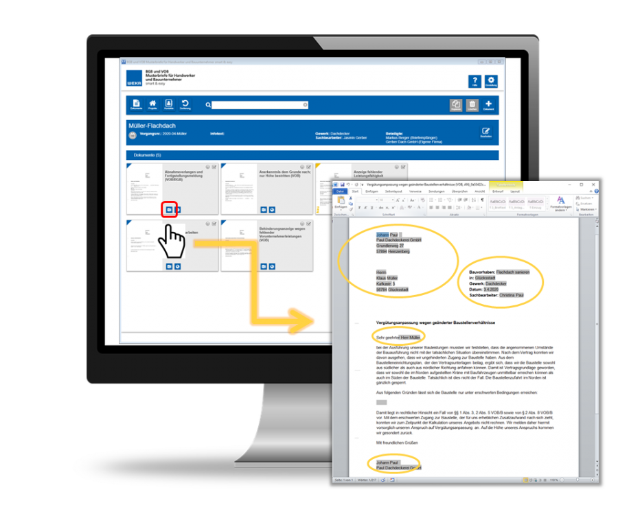 BGB und VOB Musterbriefe - Vorlagen automatisch ausfüllen lassen