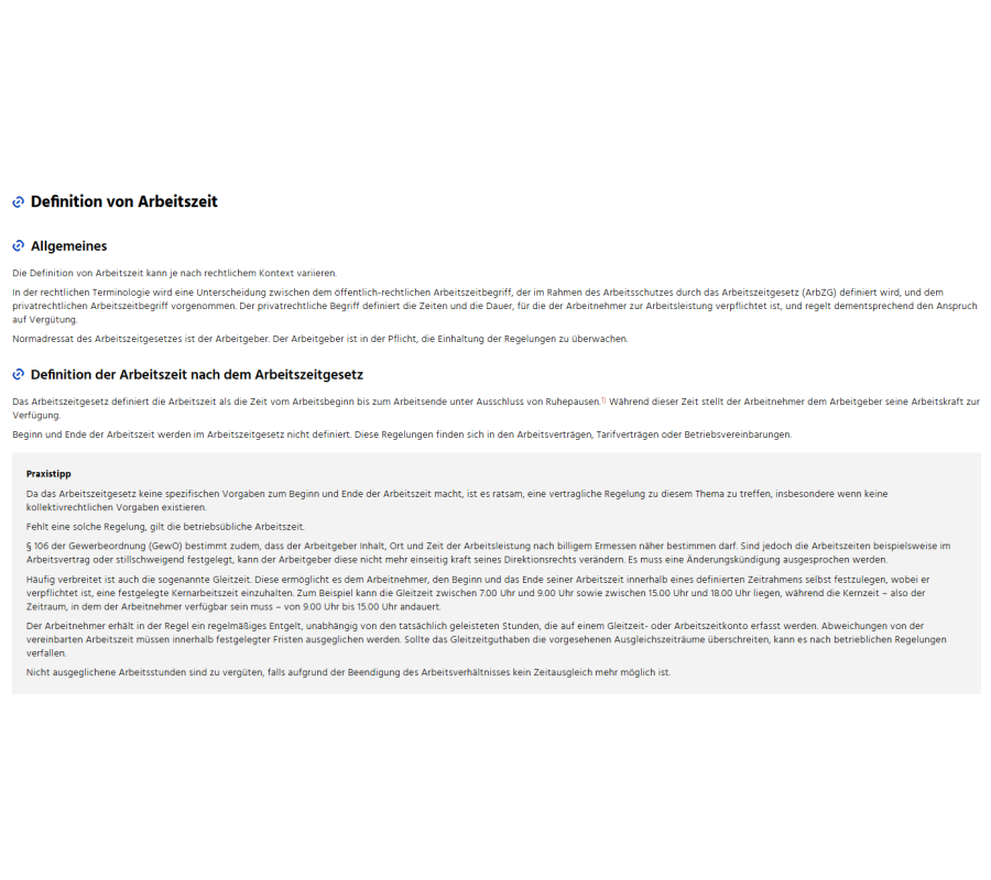 Definition von Arbeitszeit