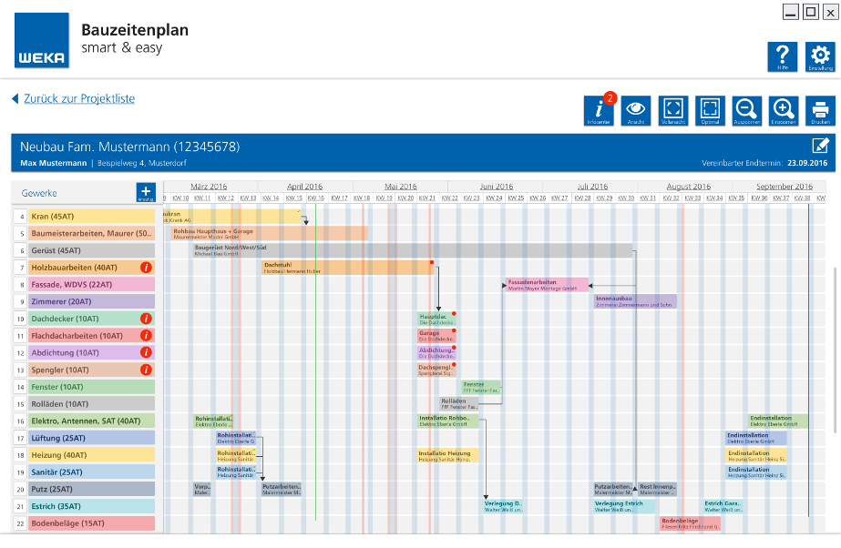 Bauzeitenplan smart & easy - Screenshot